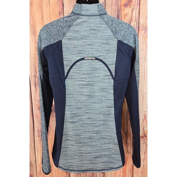 Athleta Womens Large Tall 1/4 Zip Pullover Top Navy & Gray Long Sleeve - Picture 2 of 9